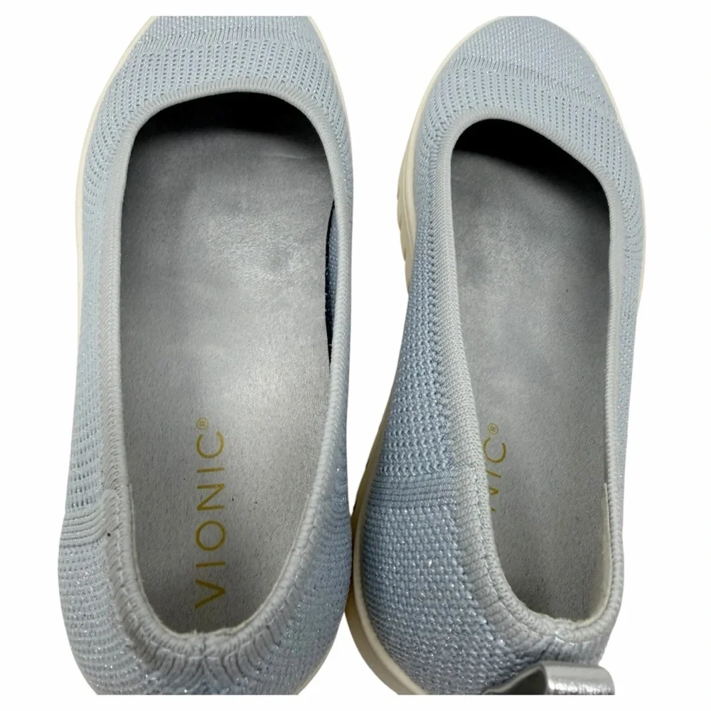 Vionic‎ Uptown Knit Skimmer Flat Grey Metallic Slip On Shoes Womens 9 BD:10-2024